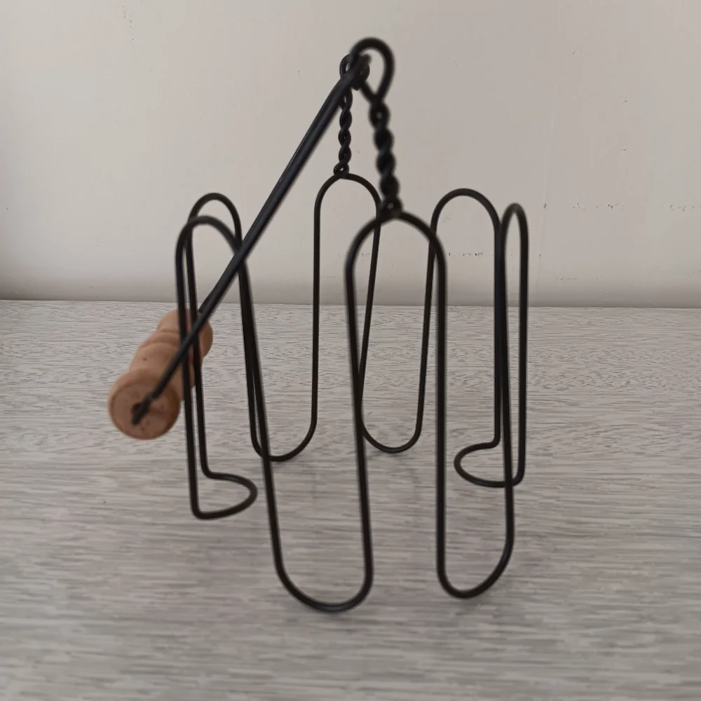 Vintage Black Metal Wire Candle Holder With Wood Handle For Jar Candles